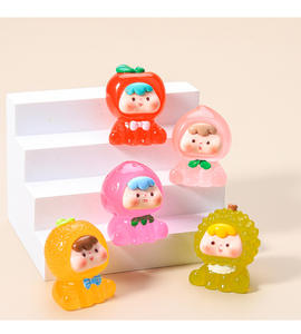 Luminoso lindo fruta melocotón resina accesorios DIY nevera pegatinas decoración de escritorio llavero acrílico encanto fruta villano - Product Image 5