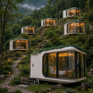 Hôtel conteneur type capsule spatiale pour la Coupe <span class=keywords><strong>du</strong></span> <span class=keywords><strong>Monde</strong></span>, avec salle de bain, cuisine et climatisation, prêt à l'emploi pour les villages de supporters et l'hébergement en stade - Product Image 2