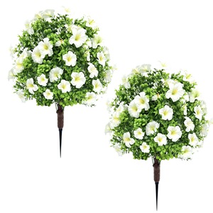 Fiori Artificiali, Eucalipto e <span class=keywords><strong>Violette</strong></span> Artificiali con Picchetti per Inserimento a Terra, Decorazione per Giardino e Casa - Product Image 6