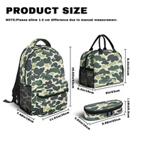 Ensemble de sacs à dos scolaires portables 3 pièces avec trousse, sac à déjeuner et sac à dos à fermeture éclair, imprimé léopard et fleurs d'hibiscus, personnalisable avec logo