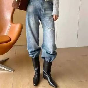 Nouvelles Bottes Mi-Mollet Minimalistes à Talon Compensé et Bout Carré Antidérapantes pour Femmes 2025 – Bottes Ample à Tube Large Polyvalentes - Product Image 3