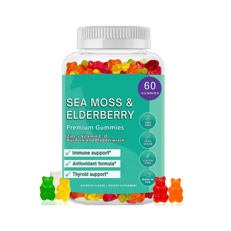 Sea Moss Gummies with Elderberry Vitamin C D + Zinc Sea Moss Gel & Powder for Energy For Adults and Kids