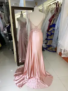 Gaun panjang rantai manik-manik baru gaun malam leher V 2025 gaun anak perempuan gaun prom jubah wanita