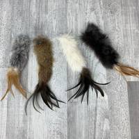 Jouets pour chats en fourrure de lapin véritable et plumes de haute qualité