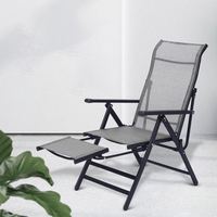 Chaise longue pliante réglable en maille avec repose-pieds extensible pour la sieste à la maison, sur le balcon, à la plage, en extérieur ou au bureau