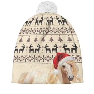 <span class=keywords><strong>Bonnet</strong></span> en tricot avec pompon pour adulte, cadeau de Noël, vente en gros, <span class=keywords><strong>bonnet</strong></span> personnalisé avec motif de <span class=keywords><strong>cheval</strong></span> et de renne de Noël - Product Image 3