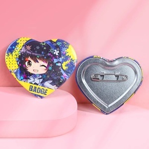 Badges et boutons personnalisés en fer blanc pas chers – Fabrication sur mesure de badges en forme de cœur en fer blanc – Vente en gros - Product Image 5