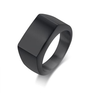 Men'<strong>s</strong> 316 L Stainless Steel Vintage Hip Hop <strong>Ring</strong> 10mm Silver Gold Black Trendy Rectangular Signet with Gold Plating - Product Image 1