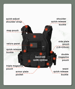 Gilet tactique modulaire en polyester 1000D taille renforcée et réglable Gilet de poids de randonnée Airsoft avec plusieurs accessoires - Product Image 3