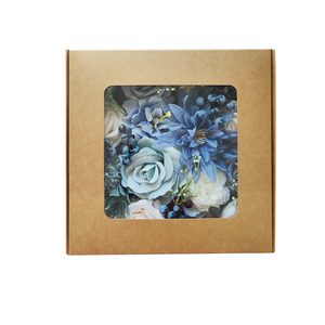 ชุดกล่องดอกไม้ทำมือคุณภาพสูง LH025 แจกันดอกไม้สีฟ้าสำหรับวันรับปริญญา วันแม่ อีสเตอร์ คริสต์มาส - Product Image 5