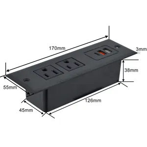 US Recessed Sofa Socket USB PD 20w Fast Charging Furniture Office Recessed Power Outlet Socket