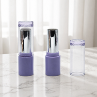 Tube à lèvres vide Yuecai rond, lavande, chrome argenté, intérieur 3,5g, pour baume à lèvres, avec capuchon transparent, contenant cosmétique, vente en gros