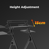 Cockpit de simulateur de vol pliable et réglable, dispositif de jeu avec construction en acier durable, pédales compatibles, prise en charge de l'anglais
