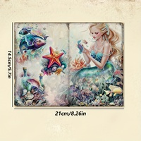 JAI IMAN 16 feuilles de papier décoratif de grande taille sur le thème du monde des sirènes pour le scrapbooking