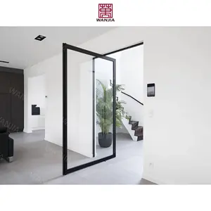 TOP1-puertas pivotantes de aluminio para oficina, diseño minimalista, Partición de vidrio, puerta de entrada delantera