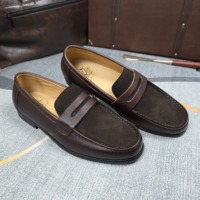 Nouveaux Mocassins Penny pour Hommes 2026 en Daim et Cuir Véritable, Chaussures à Enfiler pour Tenue Décontractée ou Professionnelle, Semelle Légère, Mocassins en Daim pour le Week-end