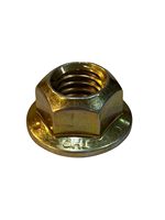 Mur baut pengunci torsi tinggi 7/16"-14 Grade 8 Hex Flange, dilapisi seng kuning trivalen & lilin