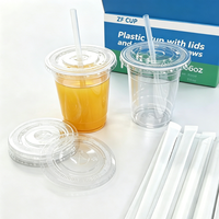 Lot de 100 gobelets jetables transparents de 16 oz pour boissons glacées, avec paille et couvercle, qualité alimentaire, idéal pour pique-niques, mariages et boissons froides