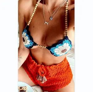 2024 Tùy Chỉnh Crochet Bikini OEM Áo Tắm Tùy Chỉnh Thiết Kế Bikini Hai Mảnh Dệt Kim Đồ Bơi Crochet Beachwear