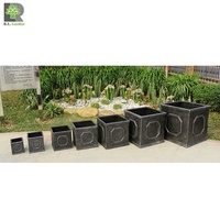 Jardinière de style antique en fibre d'argile, grande, rectangulaire, couleur bronze, avec icône, pour la maison, la pépinière, le jardin, pot à fleurs pour plantes et fleurs