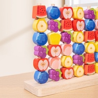 Jouet éducatif en bois à perles en forme de fruits, ensemble de blocs d'assemblage, 40 pièces, thème animaux et nature, modèle de réflexion pour enfants