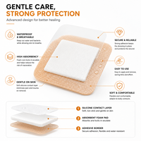 Pansement en mousse à bordure en silicone avec logo personnalisé, quatre couches absorbantes pour ulcères du pied diabétique veineux, ISO 13485 HD