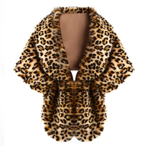 Châle de mariée pour <span class=keywords><strong>femme</strong></span>, cape de mariage chaude et respirante en fausse <span class=keywords><strong>fourrure</strong></span>, motif léopard élégant, longue étole d'hiver, écharpe enveloppante - Product Image 2