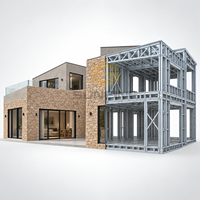 Structure galvanisée résistante au vent, villa en acier léger préfabriquée, maison préfabriquée moderne pour projet résidentiel familial
