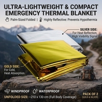 Couverture Thermique Réfléchissante Ultra Légère pour Camping, Randonnée, Marathon et Urgences
