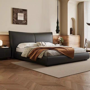 Ensemble de meubles de chambre d'hôtel de luxe sur mesure, <span class=keywords><strong>lit</strong></span> king size classique 200x200, <span class=keywords><strong>cadre</strong></span> <span class=keywords><strong>en</strong></span> <span class=keywords><strong>bois</strong></span> confortable <span class=keywords><strong>en</strong></span> cuir véritable - Product Image 1