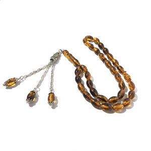 Collar de 33 cuentas de ámbar, joyería Tasbih <span class=keywords><strong>con</strong></span> <span class=keywords><strong>insectos</strong></span> dentro de ámbar, Rosario musulmán - Product Image 3