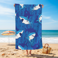 Serviette de plage Yabee personnalisable en microfibre gaufrée en plastique recyclé, séchage rapide, anti-sable, avec logo imprimé, motif dessin animé moderne, toutes saisons, pour adulte