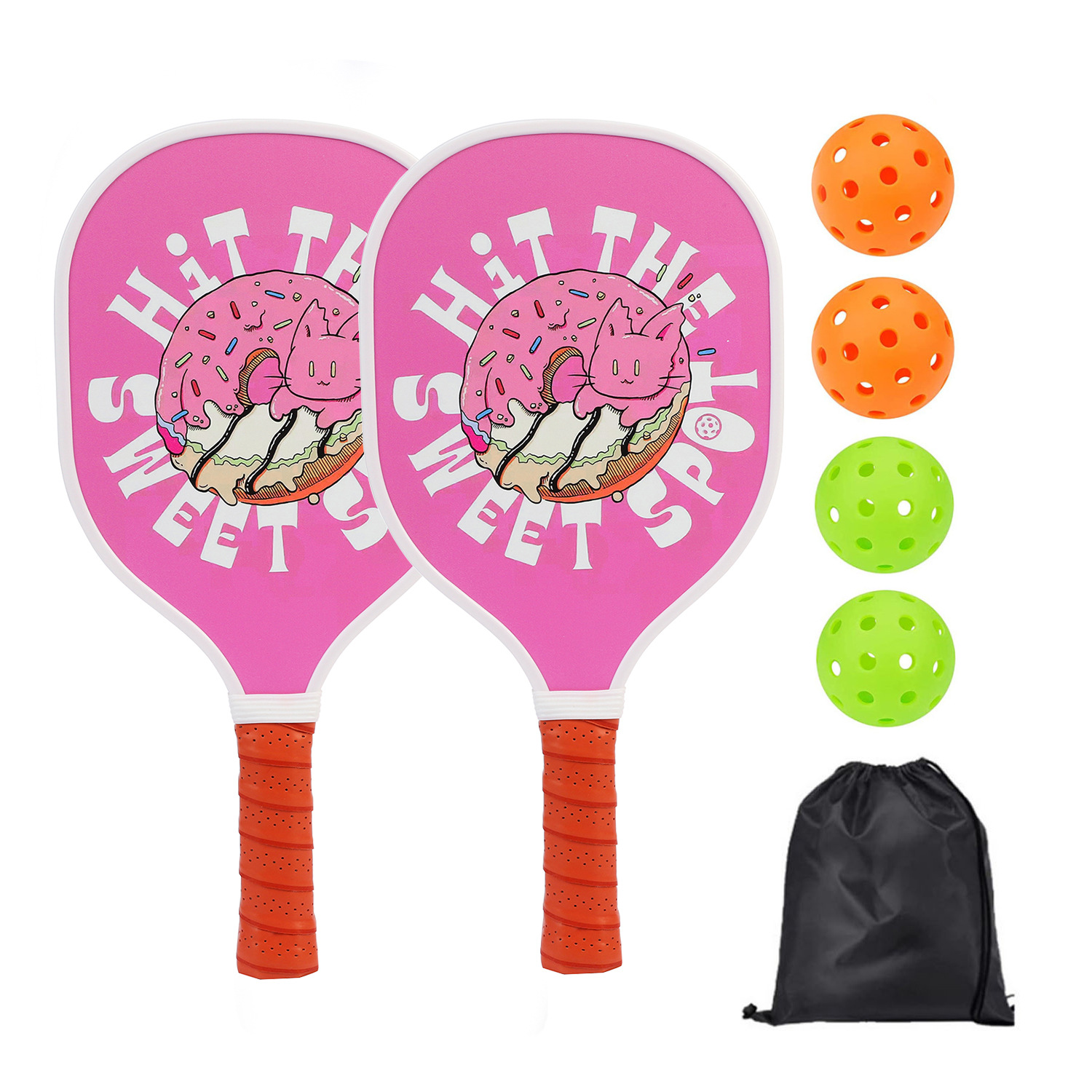 ไม้แร็กเก็ต 2 อัน (โครงไม้), ลูกบอล 4 ลูก, กระเป๋าหูรูด 1 ใบ [รุ่น MP144]