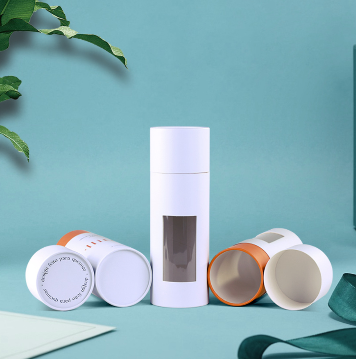 Customized White Paper Tube with PVC Window Food Grade Paper Cylinder Packaging