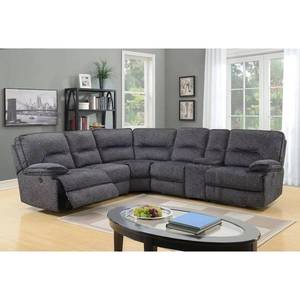 Juego de Sofás de Cuero Reclinables Manuales Modernos Frank Furniture 3+2+1 con Consola y Portavasos Extraíble, Apto para Sala de Estar - Product Image 1