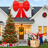 Grand nœud de Noël gonflable rouge avec lumières LED pour la décoration extérieure de la cour, énorme nœud lumineux gonflable pour les fêtes de fin d'année