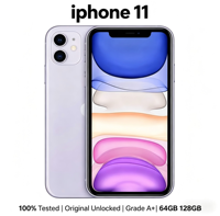 iPhone 11 d'occasion entièrement testé, sans défaut, 64 Go, 128 Go, 256 Go, débloqué pour le monde entier, fournisseur en gros