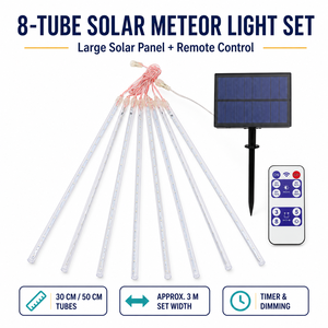Luces <span class=keywords><strong>Solares</strong></span> de Lluvia de Meteoros, Juego de 8 Tubos LED con Efecto de Lluvia para Decoración de Árboles en Exteriores - Product Image 3