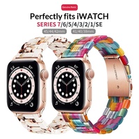 Bracelet de montre en acier inoxydable et résine acétate à trois maillons en fibre de verre pour Apple Watch Series 11 10, bracelet de remplacement