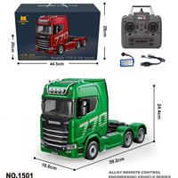 Camión Tractor RC Huina 1501 Profesional de Grado Hobby, Aleación Metálica 1/18, 19 Canales, 2.4G, 6WD, Modelo de Remolque de Ingeniería con Luz y...