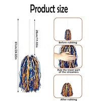 Pompons de cheerleading bicolores en guirlande avec longue tige en plastique pour événements sportifs et décoration de cheerleading