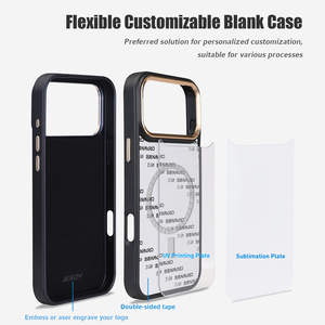 Coques de téléphone personnalisées de luxe avec logo imprimé UV, antichoc, en TPU+PC, vierges pour sublimation, pour iPhone 17 16 15 14 Pro <span class=keywords><strong>Max</strong></span> - Product Image 2