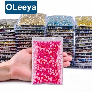 Strass en verre Oleeya 8+8 de qualité supérieure, 16 facettes, couleurs néon, strass à dos plat NHF pour bikini, coque de téléphone, gobelets, DIY - Product Image 1