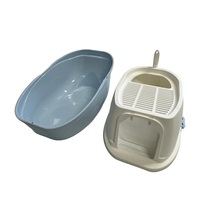Lettiera per Gatti Grande e Chiusa, Facile da Pulire, con Coperchio Ribaltabile, in PP, Antiscivolo, con Coperchio Rimovibile, Anti-Schizzi, con Paletta, per Più Gatti