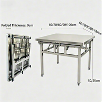 Table pliante robuste en acier inoxydable épaissi, résistante à la rouille, pour la maison, les étudiants, la salle à manger, le camping en plein air, le barbecue, table carrée