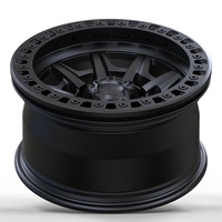 S3-00038 17-22 Llantas de Aluminio Forjado Personalizadas en Negro Mate con Diseño Multirradio y Borde Profundo, Estándar DOT, Nuevas para Jeep Wrangler, Garantía de 6 Años