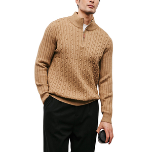 <span class=keywords><strong>Pull</strong></span> en maille torsadée pour <span class=keywords><strong>homme</strong></span>, <span class=keywords><strong>col</strong></span> <span class=keywords><strong>montant</strong></span> semi-zippé, style décontracté chic, couleur unie, luxe léger - Product Image 1