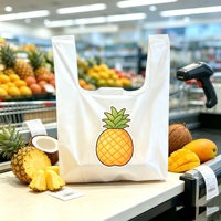 Sac de courses personnalisable en PE biodégradable de qualité alimentaire, robuste, avec soufflet latéral, imprimé sérigraphié avec logo pizza, taille sur mesure