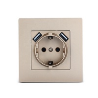 Enchufe Schuko con 2 USB a Salida Negro Oro Blanco Gris PC Panel Enchufe de pared para Países europeos 3 en 1 Toma de corriente para pared