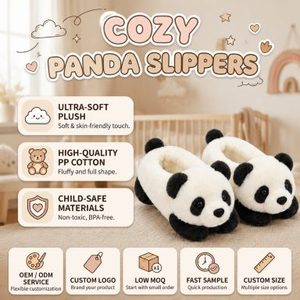 Pantuflas de Peluche Personalizadas de <span class=keywords><strong>Panda</strong></span> de Algodón PP, Zapatillas Suaves de Animales de Peluche para Aliviar el Estrés, Ideales para Promoción de Marca, Bajo MOQ, OEM - Product Image 5